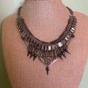 Elegant Silver and Brown Statement Necklace